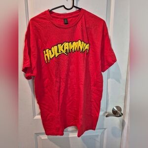 Men's Red Hulkamania T-Shirt Halloween Cosplay Short-sleeve